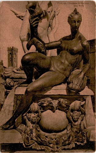 Cartolina firenze fontana del - firenze,,
