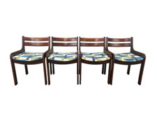 Sedie anni '70 in faggio | Sedie in stoffa geometrica | Sedie per sala da pranzo