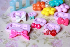 stampi gomma siliconica set forme fiocco - lotto 6pz fimo cernit formine