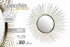 SPECCHIO DA PARETE ORO 80 CM TONDO SPECCHIERA CORNICE METALLO RETRò VINTAGE