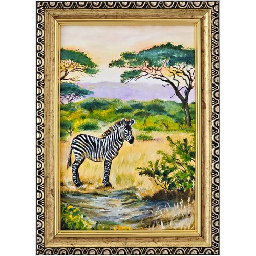 Zebra dipinto olio safari