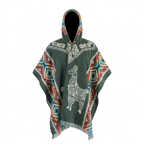 Poncho con cappuccio lana - con,