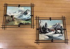 lotto 2 quadri cornici in ferro anni 50 modernariato ottime condizioni