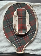 Fodero Custodia Racchetta Tennis Vintage Stoffa Scozzese con Porta due palline 