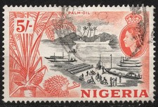 #89 SG78 usato 1953 5 s NIGERIA spedizione olio di palma - motivi paese (1953-1958)