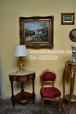 Tavolino angolare stile Luigi XVI con piano in marmo