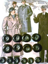 14 BOTTONI 4 FORI SFUMATO BLU AVIO SET CAPPOTTO UOMO 6 X 2 CM - 8 X 3 CM RESINA