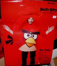 COSTUME UCCELLINO ROSSO uccellino arrabbiato adulto nuovo 3 pezzi tuta e 2 tasche cuscino ROVIO