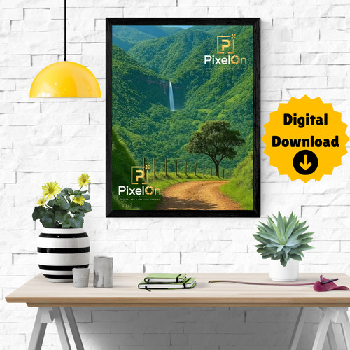 Green valley waterfall - green, wall