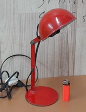Lampada Da Tavolo Vintage Rossa Industriale Rara Anni 70 Con Snodo.