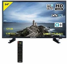 Combo Tv Televisore 24" MAJESTIC 12V HD DVBT2 12Volt Camper CAMIO AUTO BARCA 