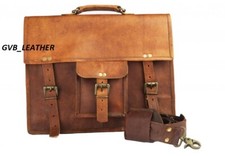 Borsa a tracolla da uomo in pelle ben rifinita vintage per laptop messenger f...