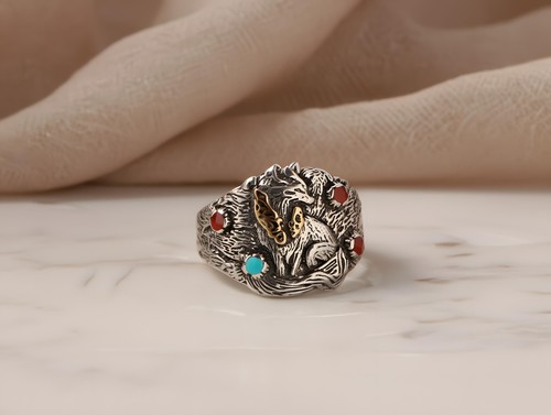 Anello lupo artigianale - anello,