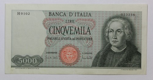 1970 italy 5000 lire pick - pick, #