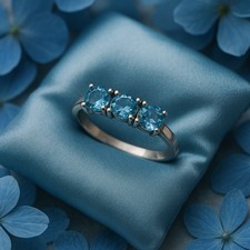 Anello Argento E Topazi Sintetici Trilogy Anni ‘90 18 Mm Gioiello