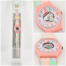 Swatch Lady LP106 Camouflage Pink Skeleton 1988 Vintage NOS Swiss Made