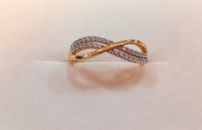 Anello fascia fantasia donna/ragazza oro giallo  18 kt 750 % zirconi bianchi