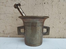 ANTICO XX sec MORTAIO IN BRONZO DA FARMACIA  DI FATTURA ARTIGIANALE CON PESTELLO