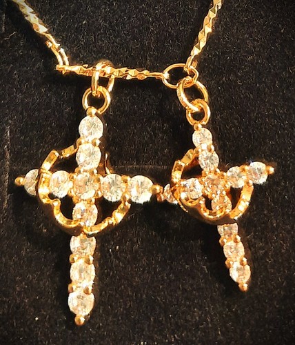 Collana doppia croce - tono, oro