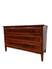 Cassettone Luigi XVI direttorio in noce intarsiato - comò - fine XVIII sec/700