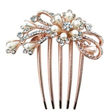 Fermaglio pettine fermacapelli FLOWER finte perle brillantini acconciatura sposa