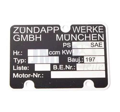 Targa motore zündapp modello - motore,