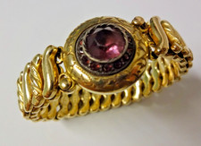 Bracciale antico oro pieno Carmen dolce cuore ametista espandibile