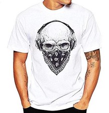 T shirt uomo maglia teschio counter strike bandana colore bianco manica K.26482