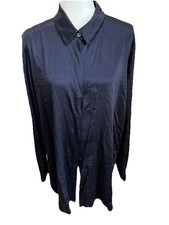 Marina Rinaldi Women’s Navy Blue Long Sleeve Button Up Size 16 $675 *defect*