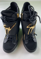 Giuseppe Zanotti Sneakers Zeppa Moda Pelle Nera Tg 37 #69