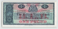 SCOZIA 1 sterlina 1963, P-166c, British Linen Bank, originale AU, bella banconota.
