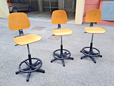 Sedia girevole da lavoro in legno con poggiapiedi altezza regolabile 3 Pezzi