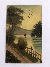 Cartolina  Dipinta a mano Panorama GIAPPONESE un vero quadro