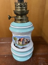 ANTICA LAMPADA OLIO PETROLIO CERAMICA LUME LANTERNA OTTONE CERAMICA VINTAGE