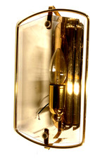 6 APPLIQUES IN METALLO DORATO E CRISTALLO MOLATO AI BORDI  -  IN OTTIMO STATO