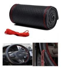 Coprivolante Nero Fai da te Filo Rosso da Cucire Pelle Cover Auto Volante 38cm 