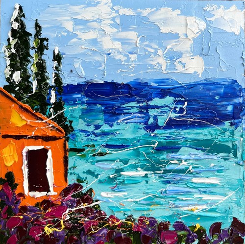 Quadro impasto olio costiera - quadro,