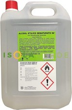 ALCOOL ETILICO 94° DENATURATO BIANCO 5 LT DISINFETTANTE PURO 