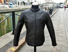Giubbotto giacca pelle cuoio marrone scuro moto stile timberland Guendj