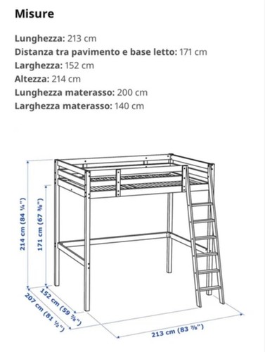 Letto soppalco ikea fjelldal - a,