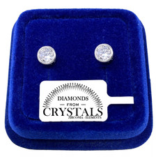 Orecchini Punto Luce Chiuso pl. Oro Bianco 18k con cristalli Zirconi  6 - 9mm