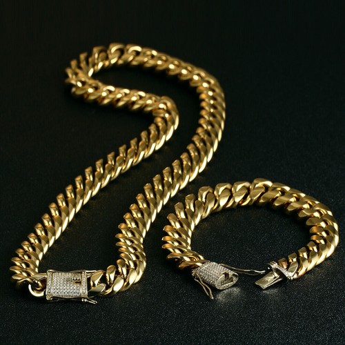 Set bracciale catena miami - bracciale, e