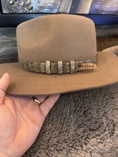 Cappello da cowboy fatto a mano vero serpente a sonagli fascia 3/4"
