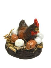 Gallina che Cova con Uova e Nido Cm 3x3h Contadino Fattoria Minuterie Presepe