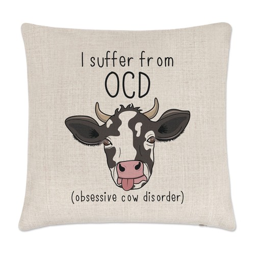 Mucca ocd lino copricuscino - mucca,