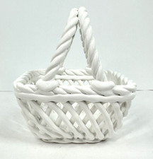 Pier 1 Imports BASKET Rectangular Woven Lattice Style Dolomite Decoration White