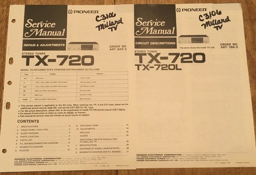 Pioneer 720 720l - tx-720, tx-720l