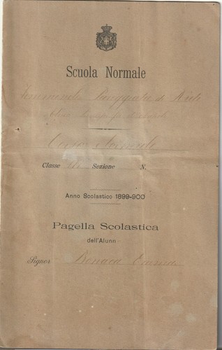Pagella scolastica 1899 - pagella,