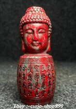 Pietra di sangue dinastia cinese 4,1" Shakyamuni Amitabha testa di Buddha mezzo timbro sigillo