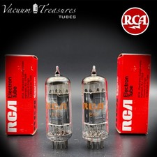 12BH7A 7032 NOS NIB RCA Matched Pair - Same Codes - Gray Plates Halo Getter Tube